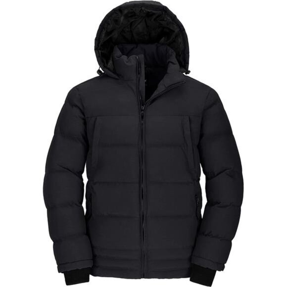 Men's Thicken Puffer Jacket Padded Waterproof Warm Winter Coat with Hood